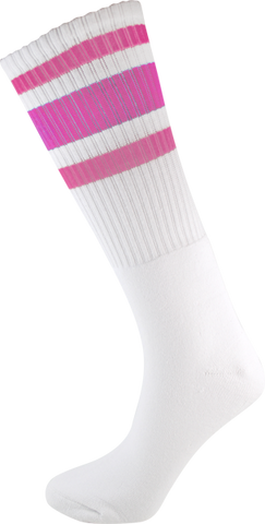 SOCCO KNEE HIGH WHT/PNK SOCKS(6-9)1pair