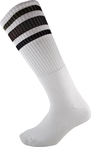 SOCCO KNEE HIGH WHT/BLK SOCKS (9-12)1pair