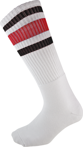 SOCCO KNEE HIGH WHT/RED/BLK SOCKS (9-12)1pair