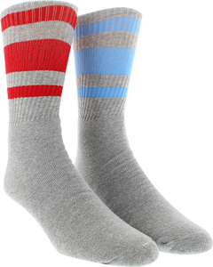 ST.PLANT STRIPE CREW SOCKS GREY/BLU&RED 1pair