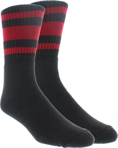 ST.PLANT STRIPE CREW SOCKS BLK/RED 1pair