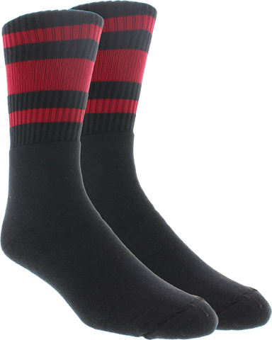 ST.PLANT STRIPE CREW SOCKS BLK/RED 1pair