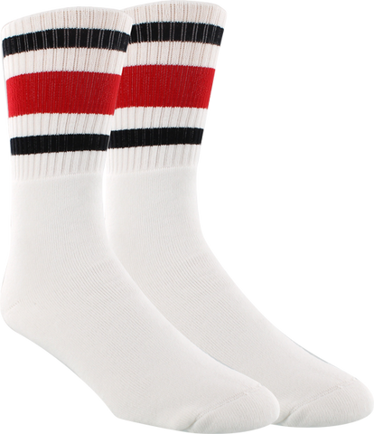 ST.PLANT STRIPE CREW SOCKS WHT/RED/BLK 1pair