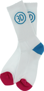 3D LOGO SOCKS WHITE/CYAN/RED 1pr