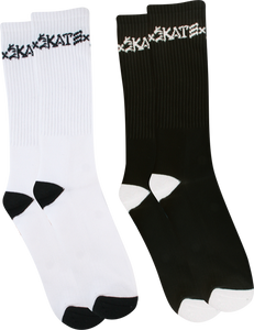 THRASHER SKATE & DESTROY SOCKS WHT/BLK 2pr bundle