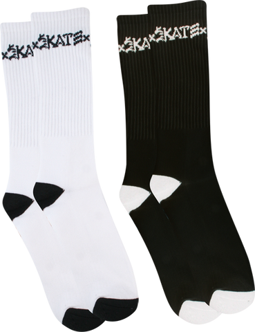 THRASHER SKATE & DESTROY SOCKS WHT/BLK 2pr bundle