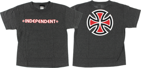 INDEPENDENT BAR CROSS YTH SS S-CHARCOAL HEATHER