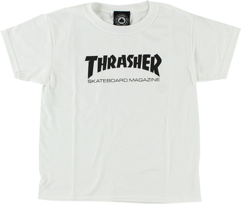 THRASHER MAG LOGO YTH SS XS-WHITE