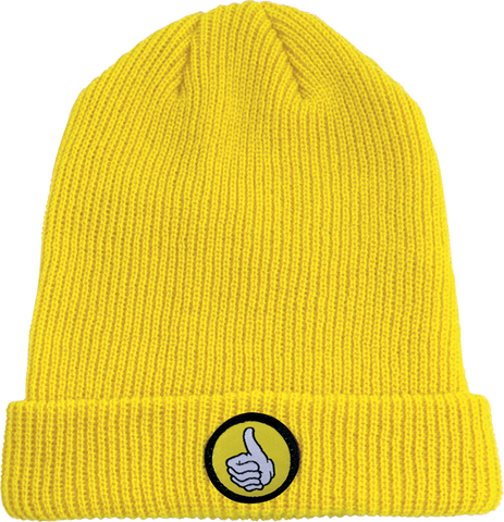 BRO STYLE THUMB PATCH CUFF BEANIE YELLOW