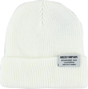 GRIZZLY CERTIFIED FOLD BEANIE WHT