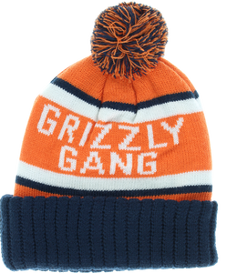 GRIZZLY FANATIC POM BEANIE ORG/WHT/BLK/NAVY