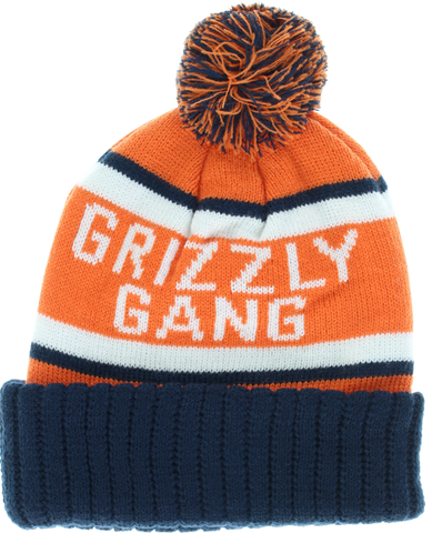 GRIZZLY FANATIC POM BEANIE ORG/WHT/BLK/NAVY