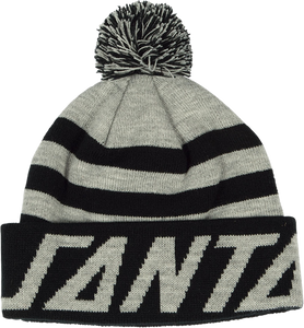 SC STRIP PUFF POM BEANIE GREY/BLK