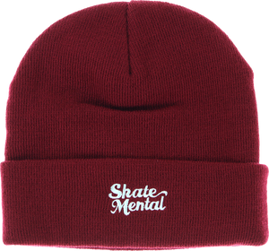 SKATE MENTAL SCRIPT LOGO BEANIE BURGUNDY