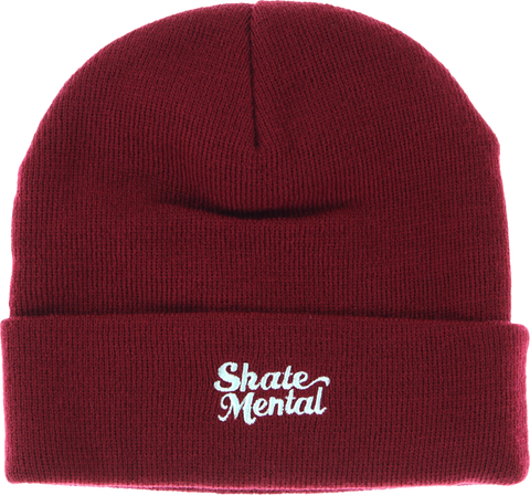 SKATE MENTAL SCRIPT LOGO BEANIE BURGUNDY