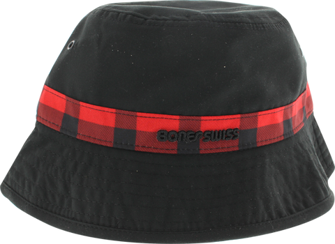 BONES BEARINGS SWISS PLAID BUCKET HAT S/M-BLK/RED