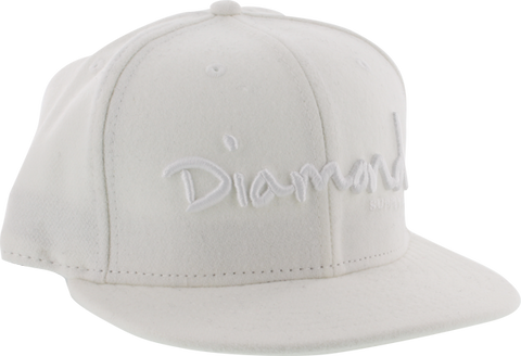 DIAMOND OG SCRIPT HAT 7" WHT/WHT