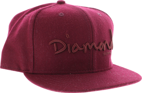 DIAMOND OG SCRIPT HAT 7-1/8" BURGUNDY/BURGUNDY