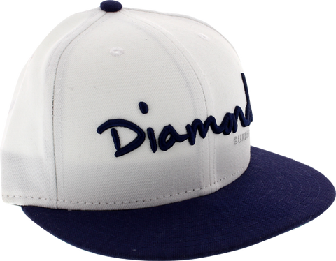 DIAMOND OG SCRIPT HAT 7" WHT/NAVY newera