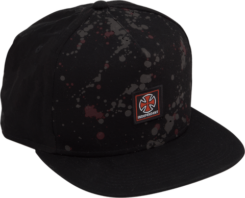 INDEPENDENT CLASSIC LABEL HAT ADJ-BLACK SPLATTER