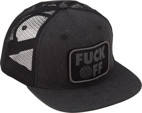 INDEPENDENT FUCK OFF TRUCKER MESH HAT ADJ-BLK/BLK