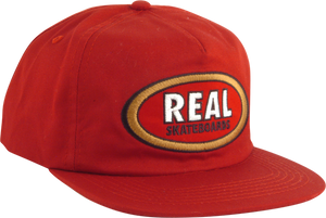 REAL SKATEBOARDS OVAL UNSTRUCTURED ADJ HAT-RED