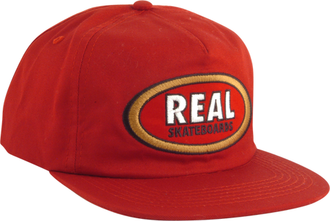 REAL SKATEBOARDS OVAL UNSTRUCTURED ADJ HAT-RED