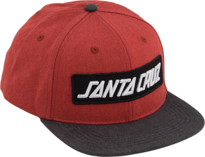 SANTA CRUZ BLOCK STRIP HAT ADJ-RED/CHARCOAL