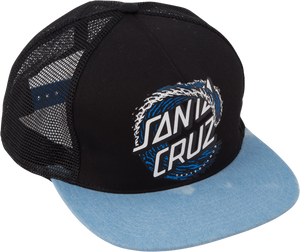 SANTA CRUZ WHITECAP DOT GIRLS MESH HAT ADJ-BLACK/ DENIM