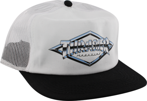 THRASHER DIAMOND EMBLEM MESH HAT ADJ-WHT