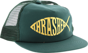 THRASHER FISH MESH HAT ADJ-GRN/GOLD