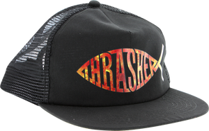 THRASHER FISH MESH HAT ADJ-BLK