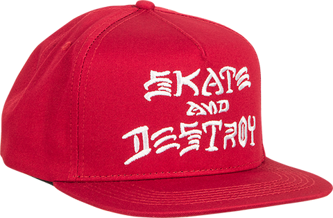 THRASHER SK8 & DESTROY HAT ADJ-BLOOD RED