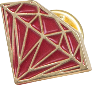 DIAMOND BRILLIANT PIN RED/GOLD