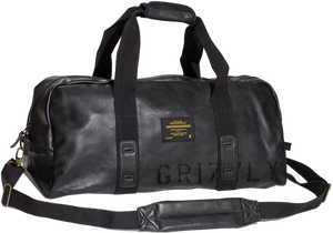 GRIZZLY LEATHER MILITARY DUFFLE BAG BLK/BLK