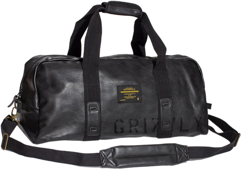 GRIZZLY LEATHER MILITARY DUFFLE BAG BLK/BLK