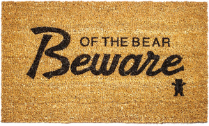 GRIZZLY BEWARE OF THE BEAR DOORMAT NAT/BLK