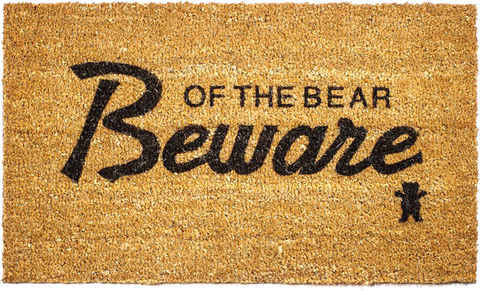 GRIZZLY BEWARE OF THE BEAR DOORMAT NAT/BLK